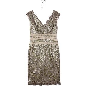 Tadashi Shoshi Gold Sequin Sleeveless Cocktail Dress Women's Size Unknown